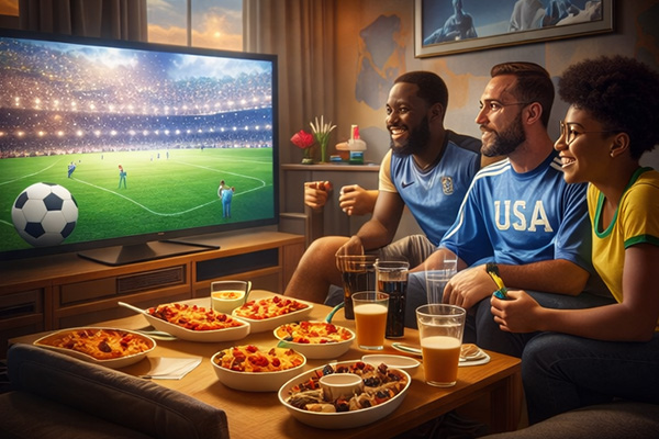 Một nhóm người hâm mộ đến từ nhiều tầng lớp khác nhau đang xem World Cup 2026 trên màn hình lớn, đại diện cho những người mới tìm hiểu về giải đấu này.